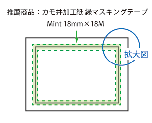 自己吸着タイプフィルム貼り方(マスキングテープ)